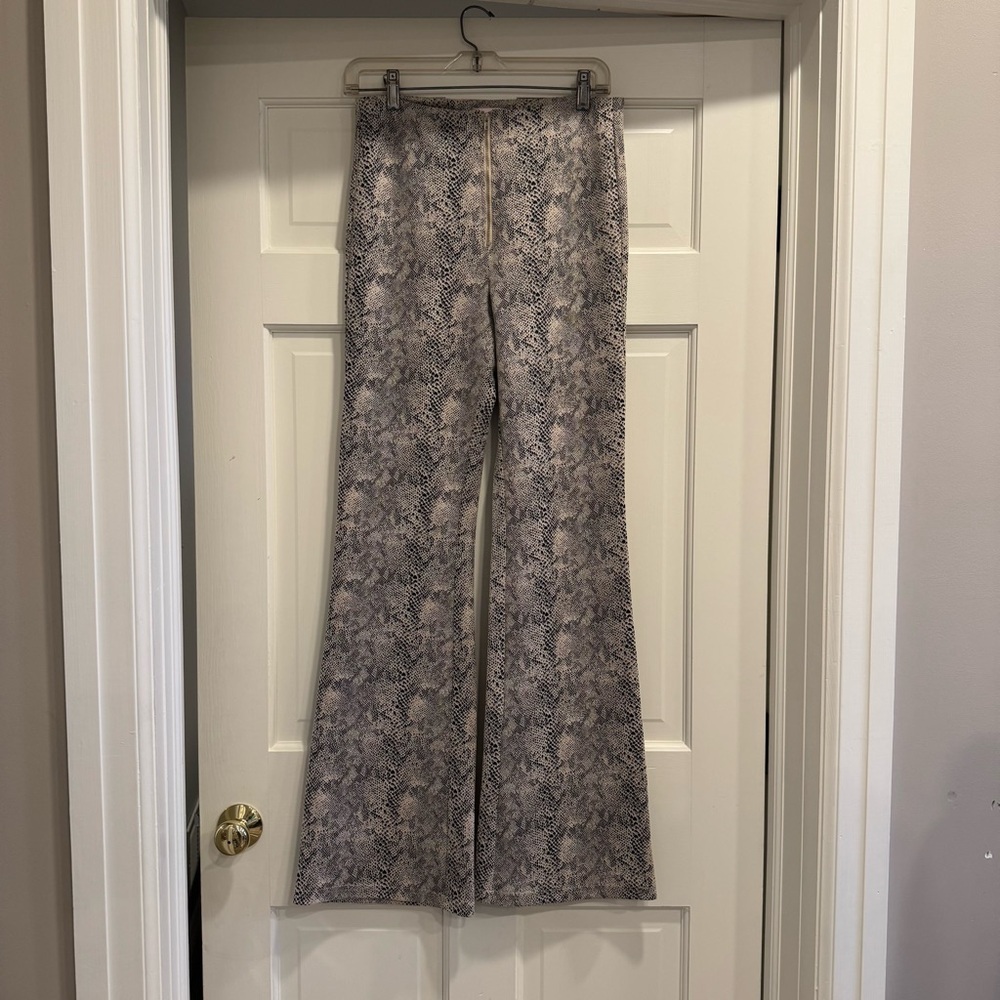 re:named Snakeskin Zip Front Flare Pants